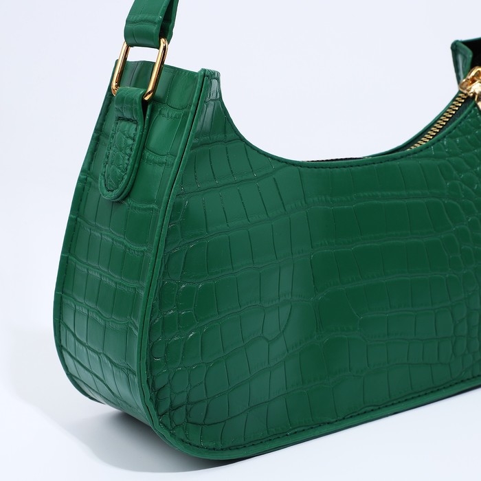 Сумка-багет на молнии, цвет зелёный Сумка-багет на молнии, цвет зелёный