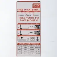 Антенна для телевизора с внешним усилителем, 5 В, 25 дБи, DVB-T2, цифровая, комнатная, чёрная