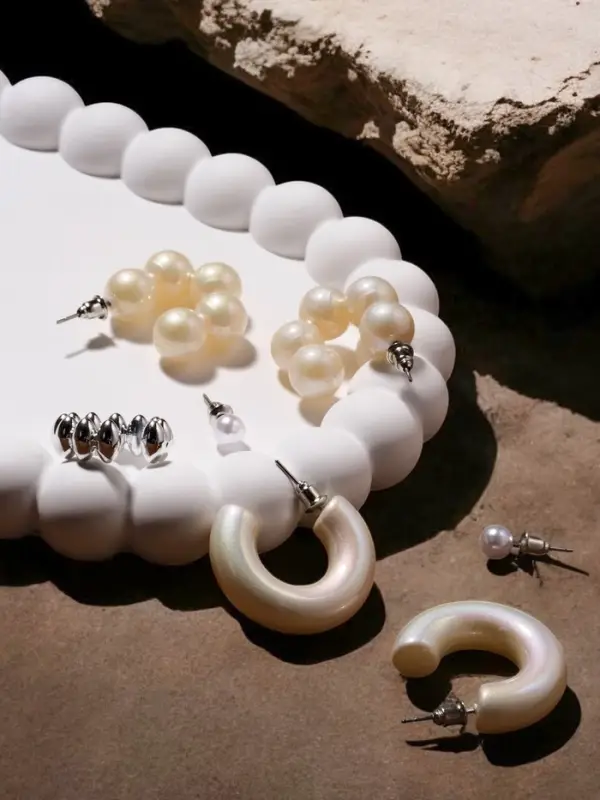 Набор серьги и каффы 7 шт Набор серьги и каффы 7 шт "Нежность", цветной в серебре