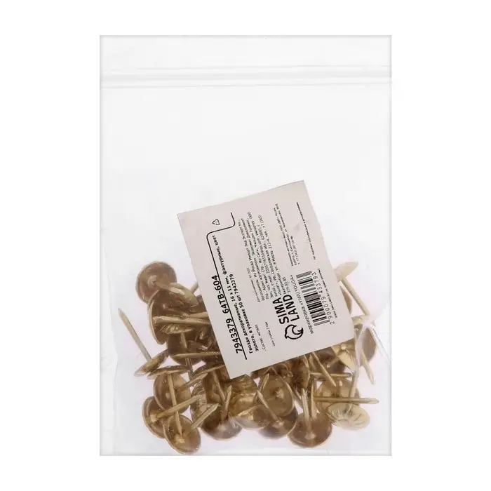 Гвозди ТУНДРА, декоративные, обивочные, фактурные, 11×16 мм, золото, фасовка 50 шт. Гвозди ТУНДРА, декоративные, обивочные, фактурные, 11×16 мм, золото, фасовка 50 шт.