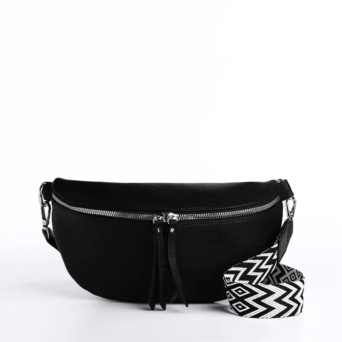 Сумка женская кросс-боди на молнии, 26&times;10&times;16 см, чёрная