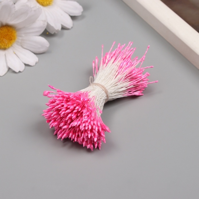 Тычинки для искусственных цветов глянец "Рисинки" ярко-розовый набор 360 шт длина 6 см