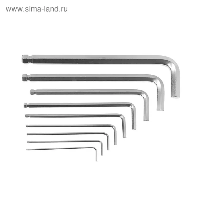 Набор ключей шестигранных ТУНДРА, удлиненных с шаром, CrV, 1.5 - 10 мм, 9 шт.