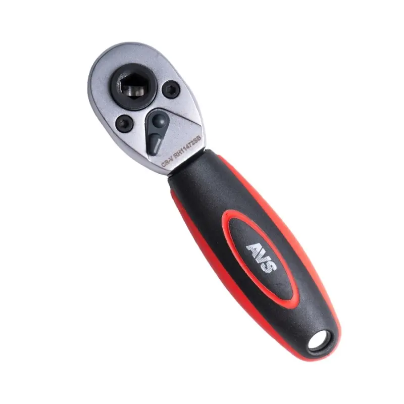 Рукоятка трещоточная 1/4"DR 72 зубца укороченная (под биты и головки) AVS RH11472SB