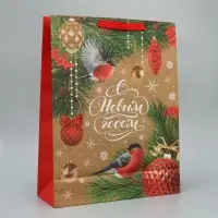 Пакет подарочный новогодний крафтовый «Снегири», L 31 х 40 х 11.5 см Пакет подарочный новогодний крафтовый «Снегири», L 31 х 40 х 11.5 см