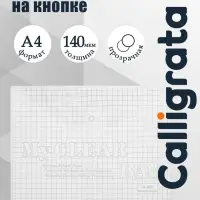 Папка-конверт на кнопке, А4, 140 мкм, Calligrata &laquo;Клетка&raquo;, прозрачная