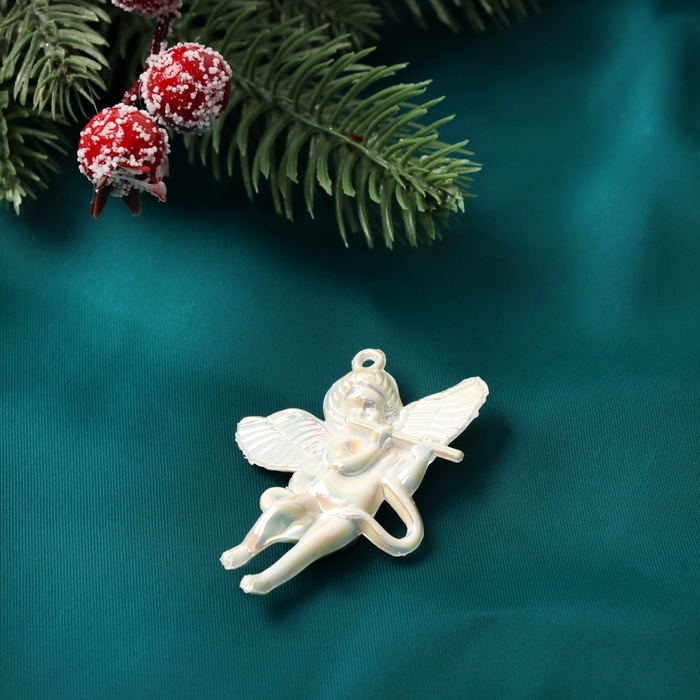 Украшение ёлочное Украшение ёлочное "Ангелочки перелив" (набор 6 шт) 5,5х4 см, белый перламутр