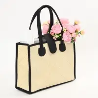 Сумка плетёная на застёжке из пандана, 35&times;12&times;40 см, бежево-чёрная