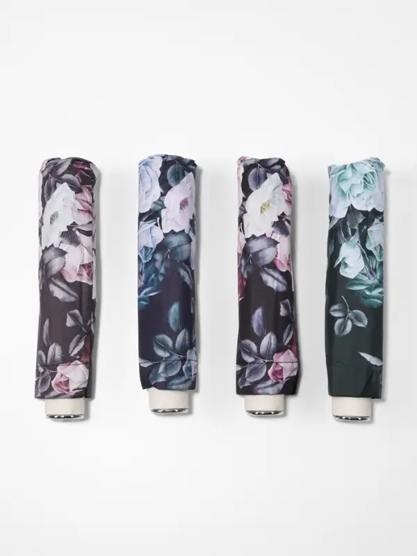 Зонт механический &laquo;Пышные цветы&raquo;, эпонж, 4 сложения, 8 спиц, R=48/55 см, d=96 см, МИКС