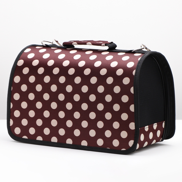 Сумка - переноска для животных  Сумка - переноска для животных "Горошек", коричневая, размер S, 37,5 х 17 х 22 см