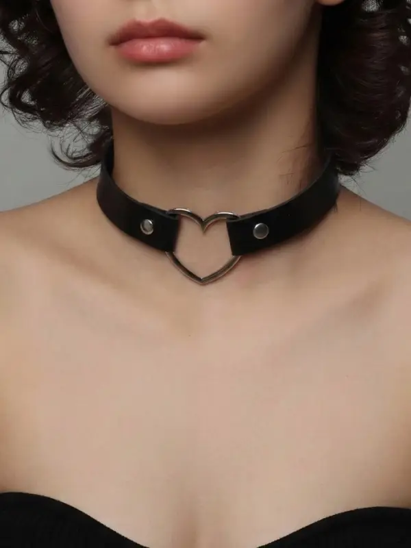 Чокер &laquo;Искушение&raquo;, сердце, чёрный в серебре, 40 см