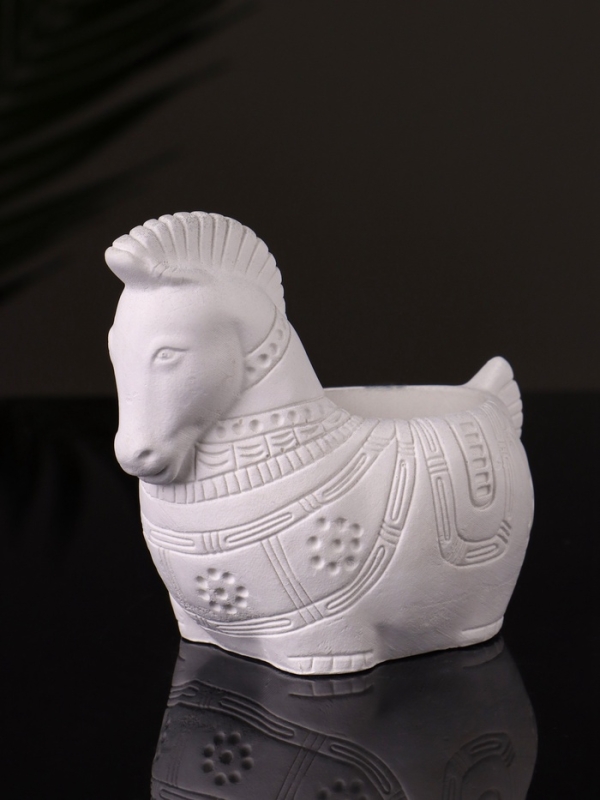 Кашпо Кашпо "Лошадка с орнаментом" 8х9х6 см, натуральный