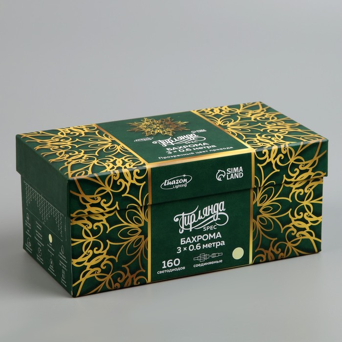 Гирлянда «Бахрома» 3 × 0.6 м, IP44, УМС, прозрачная нить, 160 LED, свечение тёплое белое, 220 В Гирлянда «Бахрома» 3 × 0.6 м, IP44, УМС, прозрачная нить, 160 LED, свечение тёплое белое, 220 В