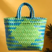 Сумка плетёная пластиковая 30х10х33 см, цв. сине-жёлтый Сумка плетёная пластиковая 30х10х33 см, цв. сине-жёлтый