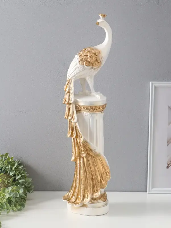 Колонна "Жар-птица" белый с золотом, 67х16х16 см