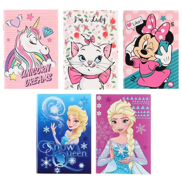 Блокнот А6, 32 листа, на скобе, для девочки, МИКС