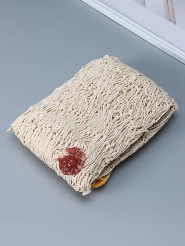 Сетка с ракушками, хлопок, 250х150 см, беж
