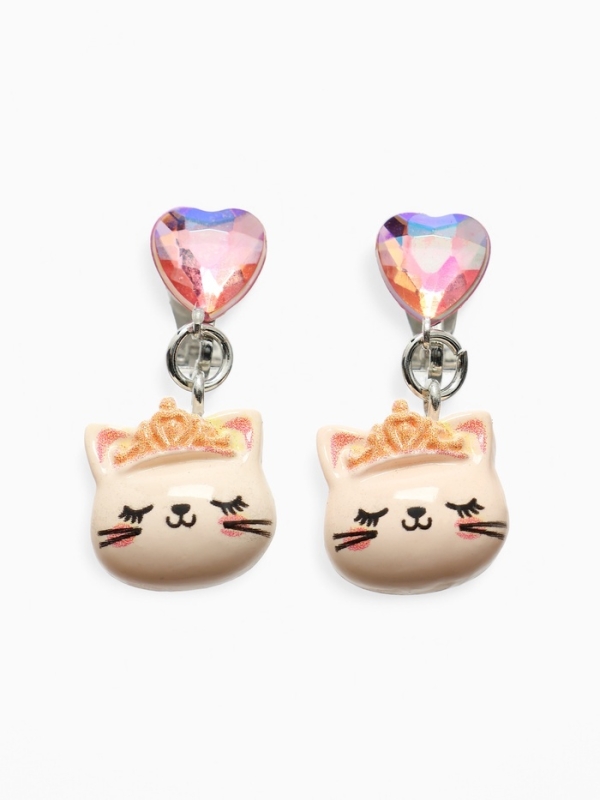 Серьги-клипсы детские  Серьги-клипсы детские "Выбражулька" кот с сердцем кристалл, цветные
