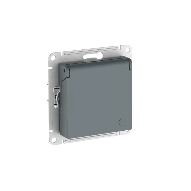 ATLASDESIGN РОЗЕТКА с заземл. со шторк. с крышкой,16А,IP20,мех., быстрозажимные клеммы, ГРИФЕЛЬ