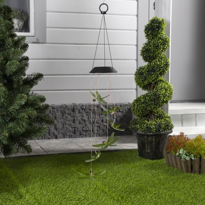 Садовый светильник на солнечной батарее «Стрекозы», 12.5×86×12.5 см, 6 LED, свечение тёплое белое Садовый светильник на солнечной батарее «Стрекозы», 12.5×86×12.5 см, 6 LED, свечение тёплое белое