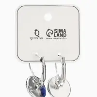 Серьги со стразами &laquo;Яркая классика&raquo;, в обрамлении, тёмно-синие в серебре, d=1.6 см