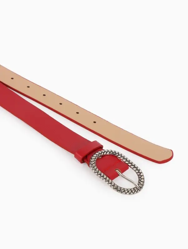 Ремень женский, 110&times;2.9 см, с винтом, классическая пряжка металл, красный