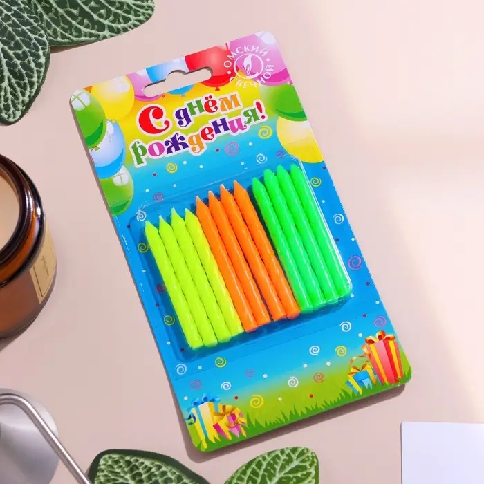 Свечи для торта &laquo;Красочные&raquo;, 6.5 см, 12 шт.