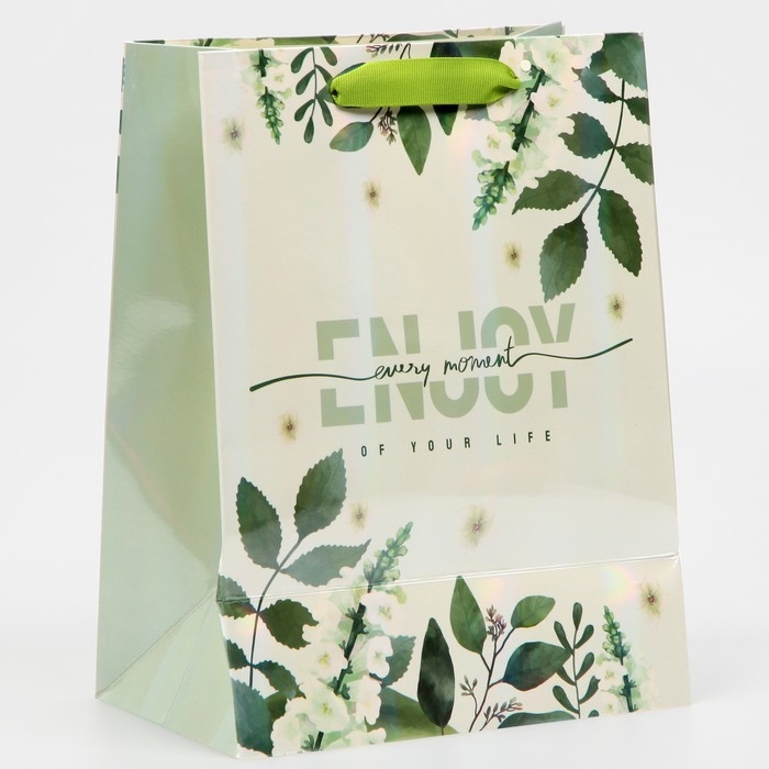 Пакет подарочный ламинированный, упаковка, «Наслаждайся моментом», радужная голография, MS 18 х 23 х 10 см Пакет подарочный ламинированный, упаковка, «Наслаждайся моментом», радужная голография, MS 18 х 23 х 10 см