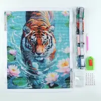 Алмазная мозаика с полным заполнением на холсте &laquo;Тигр в воде&raquo;, 40&times;50 см