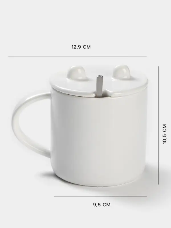 Кружка с ложкой &laquo;Панда&raquo;, 350 мл, керамика, белая