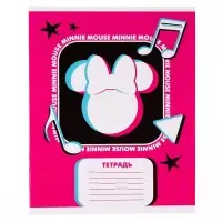 Тетрадь в клетку 24 листа, 4 вида МИКС, обложка мелованный картон, &laquo;Минни Маус&raquo;