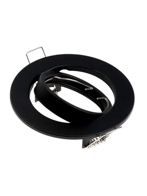 Светильник встраиваемый под лампу MR-16, поворотный, круглый, металлический, чёрный