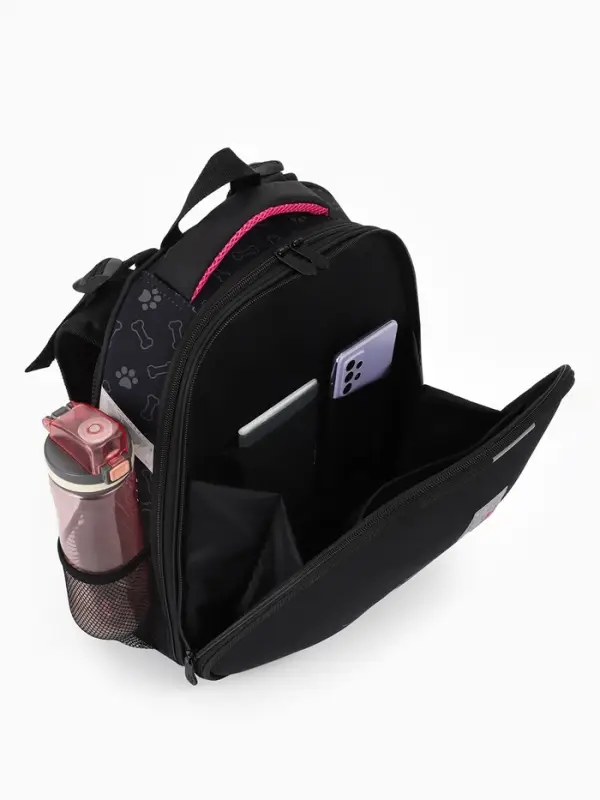 Рюкзак школьный для девочки &laquo;Собачка&raquo;, Stavia, эргономичная спинка, 30&times;16&times;38 см, чёрный