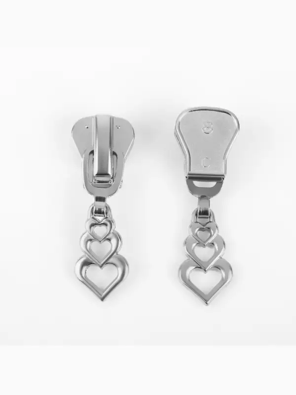 Бегунок для молнии &laquo;Трактор&raquo;, №8, &laquo;Сердца&raquo;, 10 шт., цвет никель