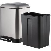 Ведро мусорное с педалью и доводчиком Luscan 6л,матов.,прямоуг,нерж сталь