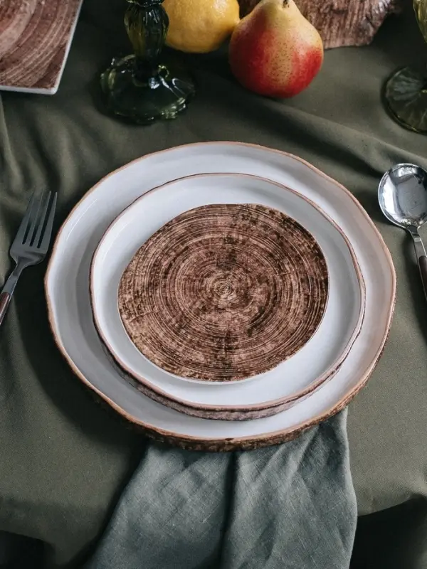 Тарелка Magistro Wood, d=20 см, фарфор, коричневая