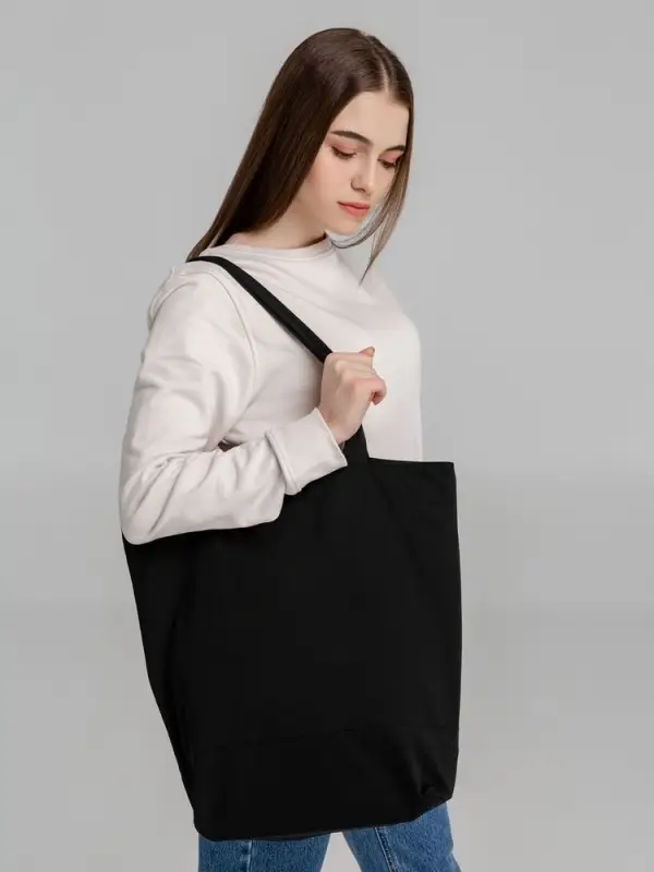 Сумка для покупок на молнии Shopaholic Zip, черная Сумка для покупок на молнии Shopaholic Zip, черная