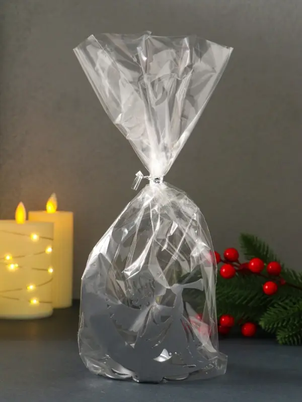 Подсвечник новогодний  Подсвечник новогодний "Рождественский месяц" серебряный 7,1х10,8х14,7 см