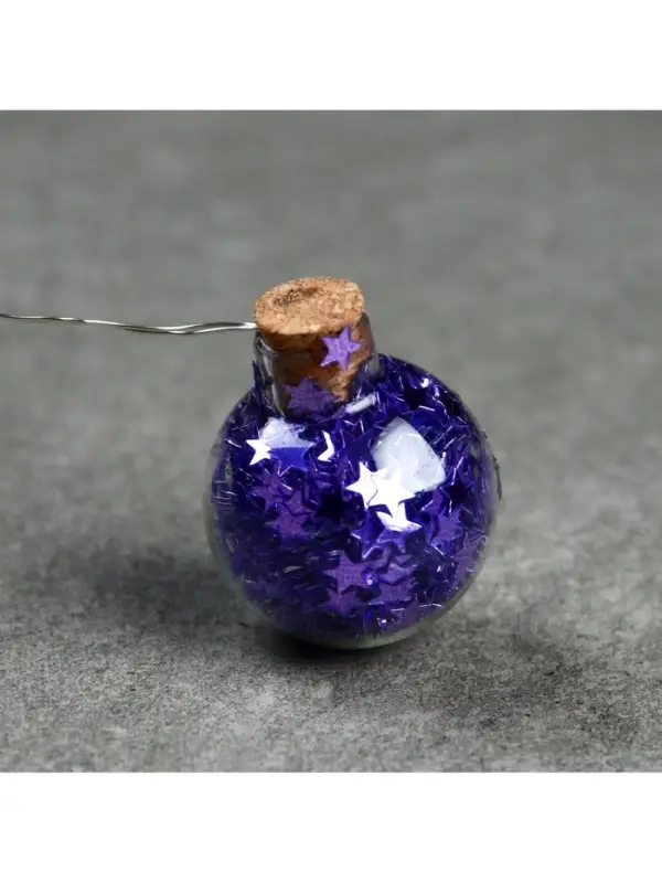 Гирлянда &laquo;Нить&raquo; 1.6 м с насадками &laquo;Синие шарики&raquo;, IP20, серебристая нить, 15 LED, от батареек АА&times;2, свечение белое