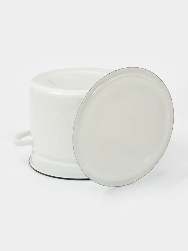 Кастрюля эмалированная, 7 л, d=25 см, с крышкой, без деколи, белая