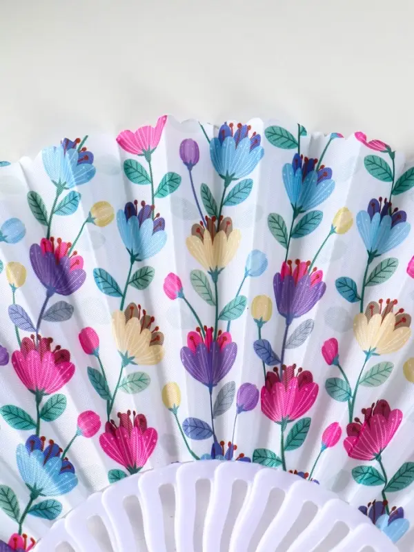 Веер пластик, текстиль  Веер пластик, текстиль "Ситец цветочный" МИКС 23 см