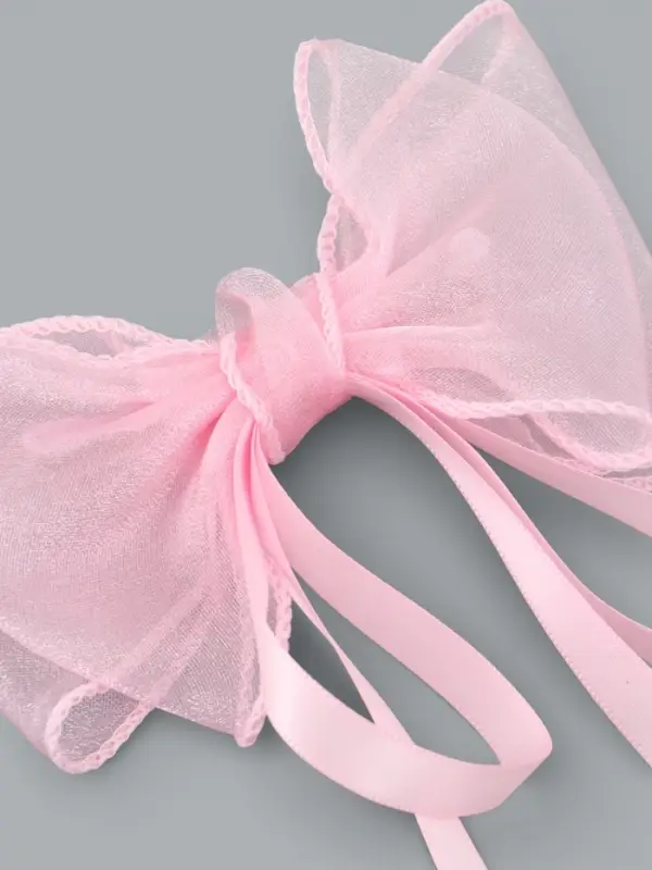 Бант для волос на заколке с лентами, розовый, Кошечка Мари