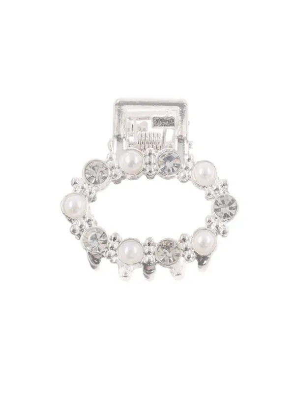 Крабик для волос &laquo;Мелани&raquo;, овал, 2.5 см, серебристо-белый