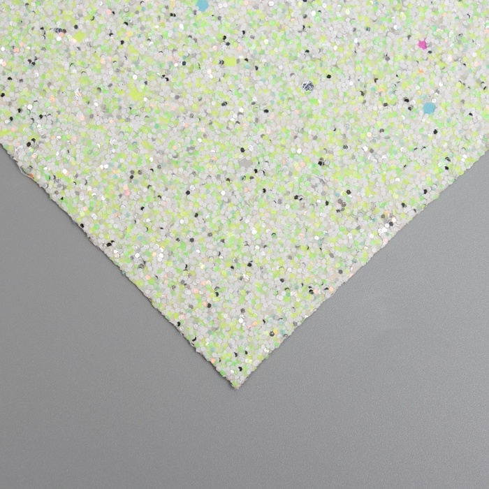 Лист для творчества иск.кожа Лист для творчества иск.кожа "Блёстки" бело-зелёный лист 33х20 см толщина 1,6 мм