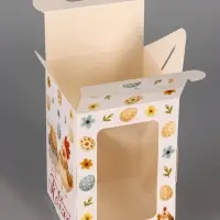 Коробка подарочная пасхальная, с окном и с ручкой &laquo;Курочки&raquo; 10&times;10&times;15 см