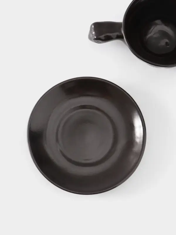 Чашка с блюдцем &laquo;Черепашка&raquo;, 13&times;13&times;7 см, керамика, тёмно-коричневая