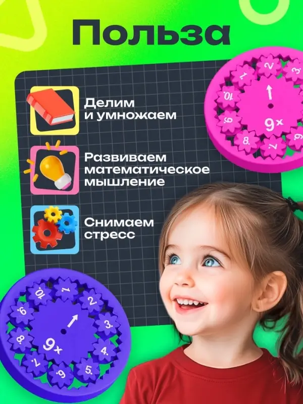Развивающий набор &laquo;Математические спиннеры. Дели и умножай!&raquo;, 5 спиннеров, 5+