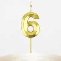 Свеча цифра для торта «6», золото, 2,3 х 8 см