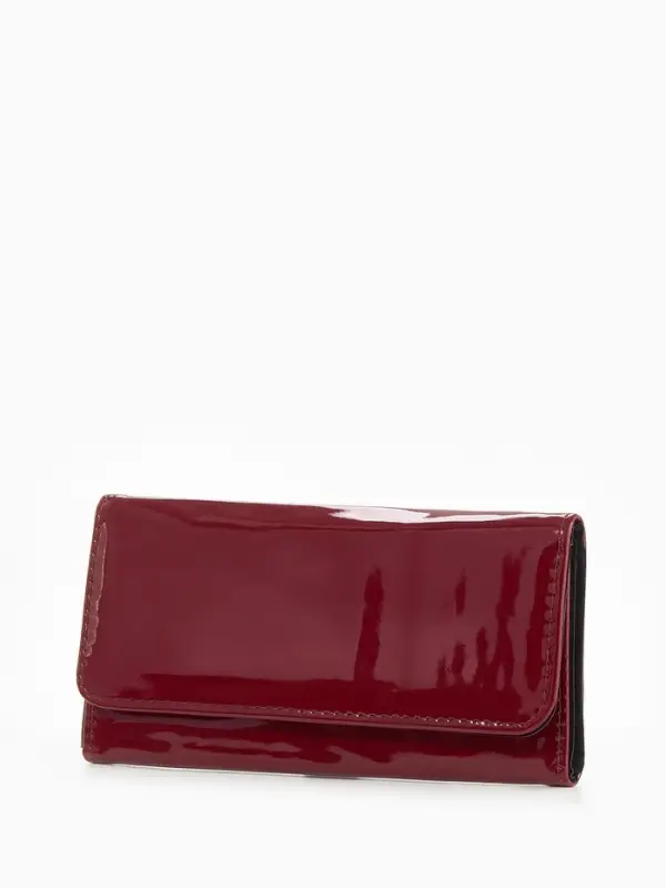Кошелёк женский на магните, 19.5&times;2.5&times;9 см, лаковый, бордовый