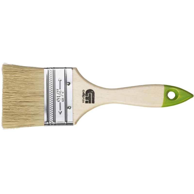 Кисть плоская 63 мм, натуральная щетина, деревянная ручка Сибртех (82264)